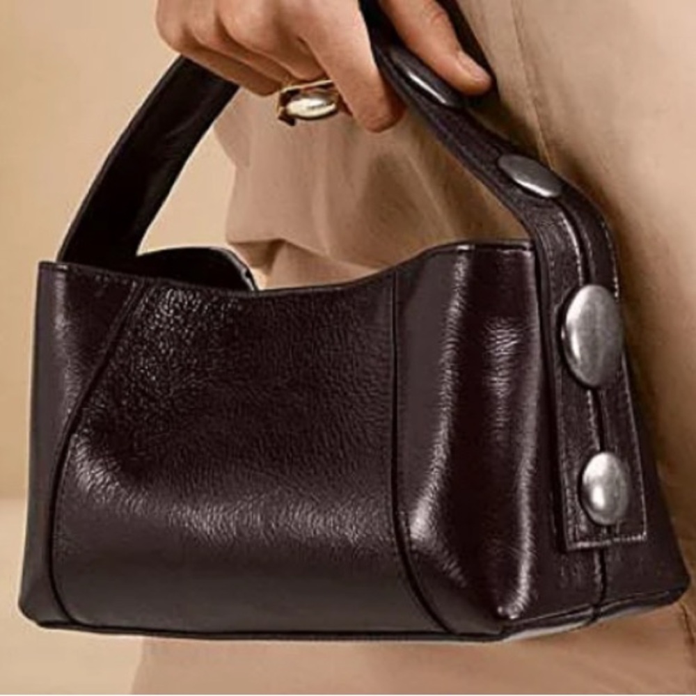 NWT ZARA SRPLS Maroon Studded Leather Mini Bowling Bag